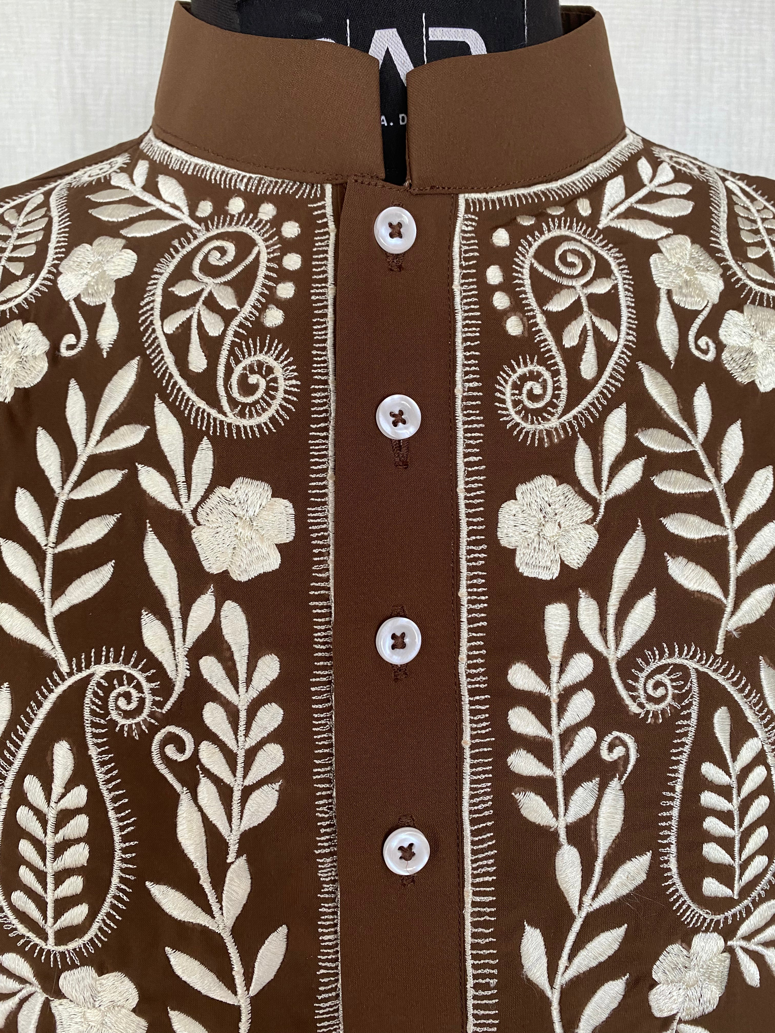Cocoa Floral Kurta