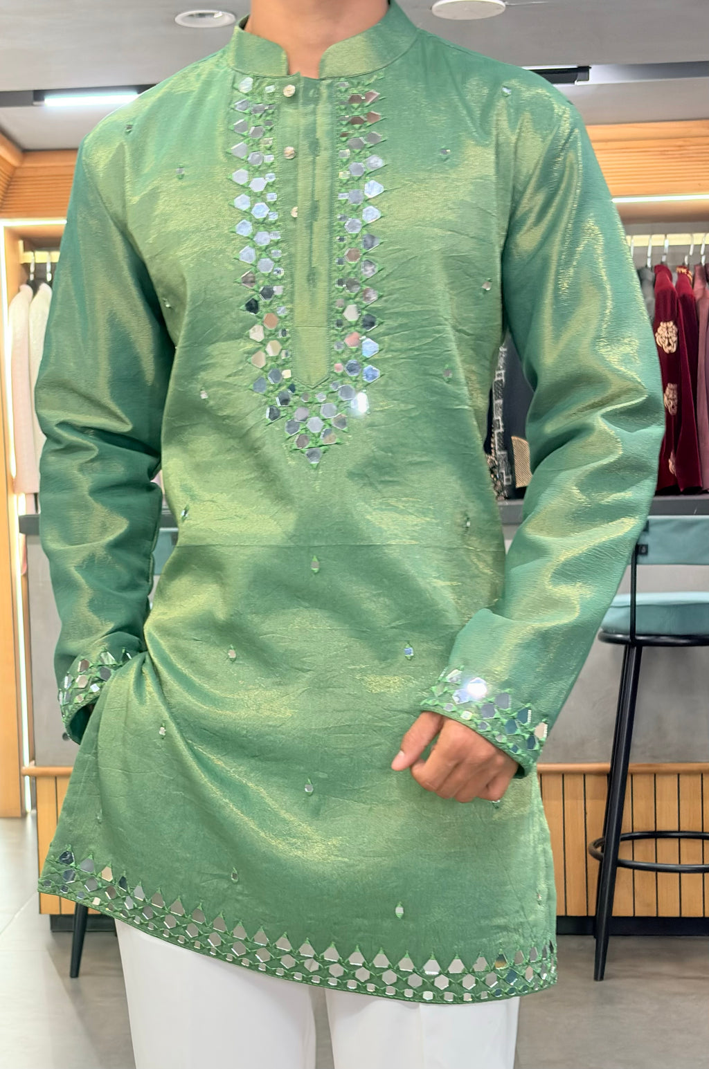 Emerald Mirror Handcrafted Kurta