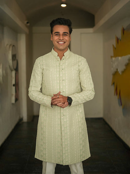 Green Chikankari Kurta Set