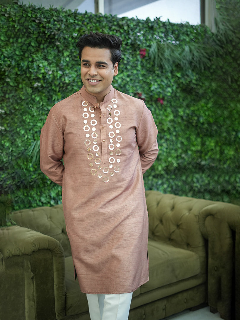 Brown Foil Kurta Set