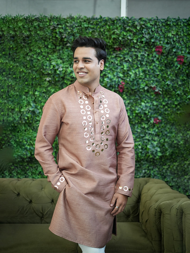 Brown Foil Kurta Set