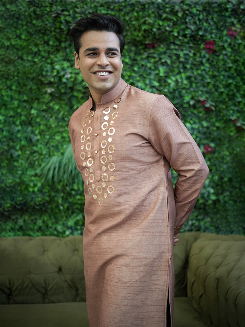 Brown Foil Kurta Set