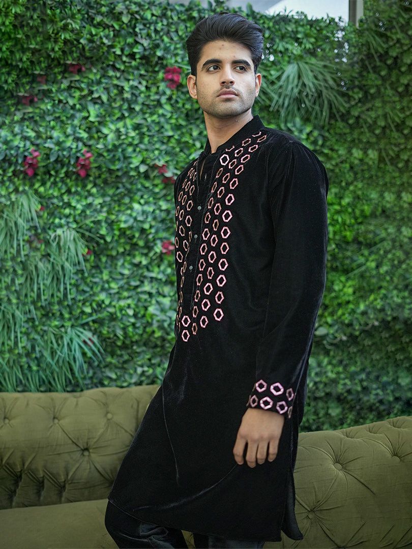 Black Foil Kurta Set