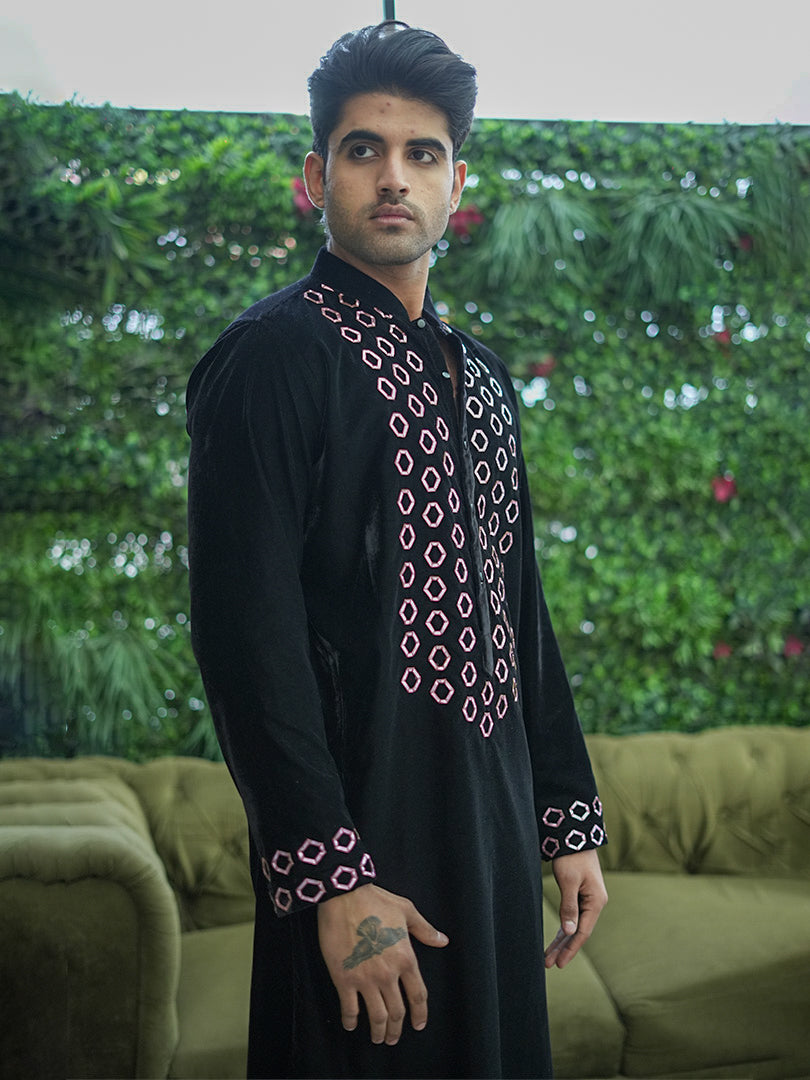 Black Foil Kurta Set