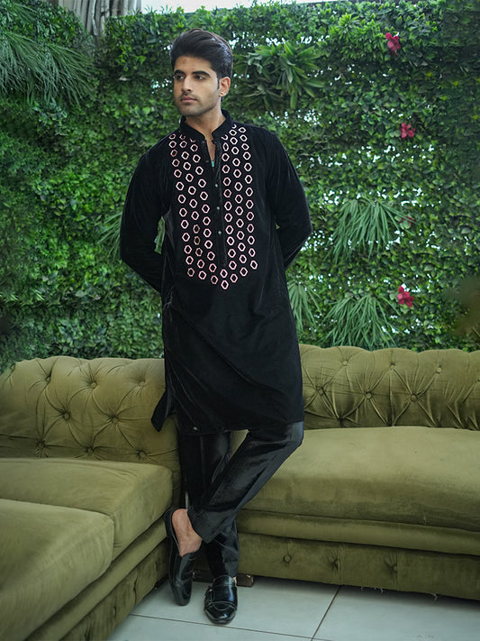 Black Foil Kurta Set