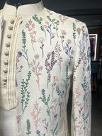 Pastel Vine Embroidered Shrug set