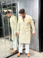 Crème Tissue Bird Kurta