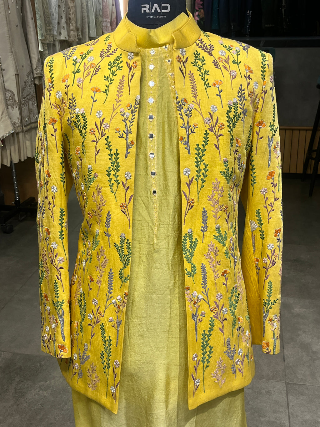 Mustard Floral Shrug Set