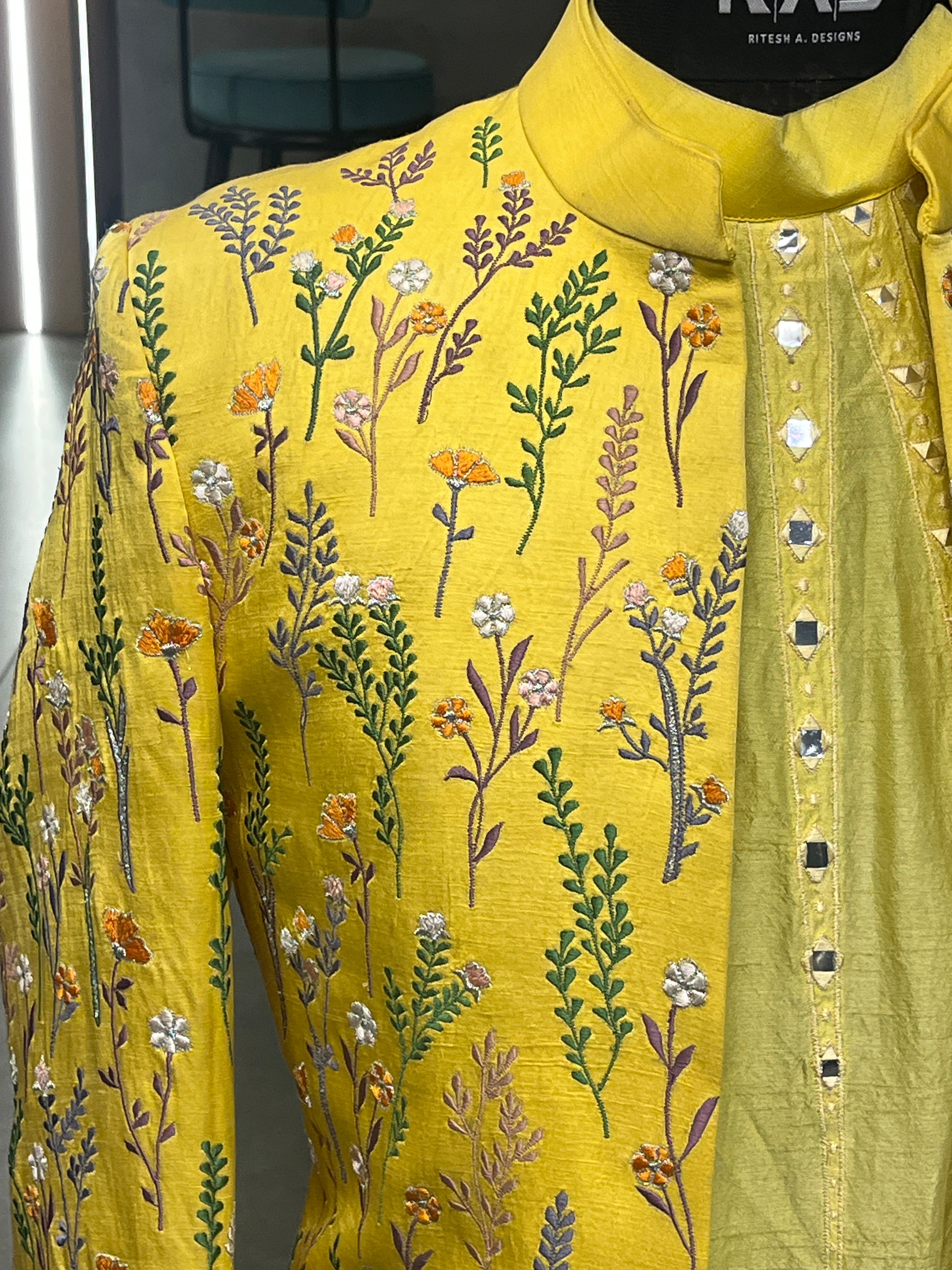 Mustard Floral Shrug Set