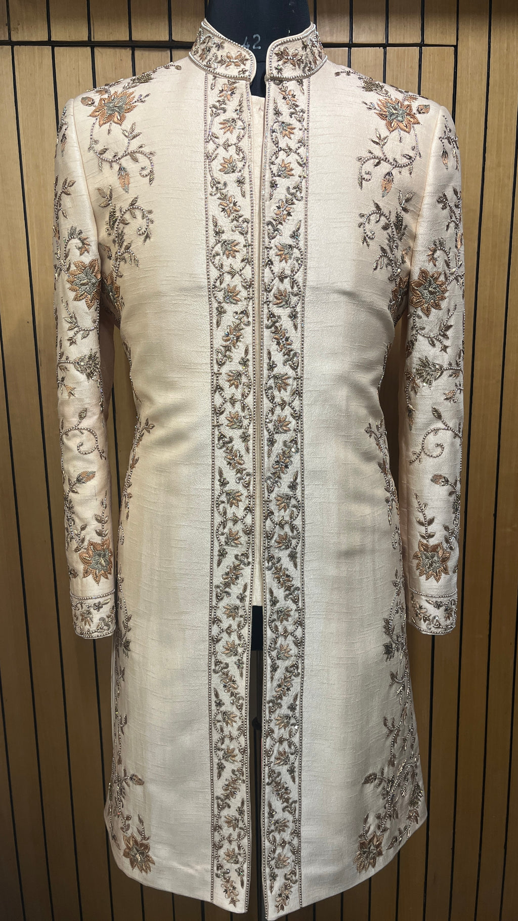 Peach Floral Sherwani