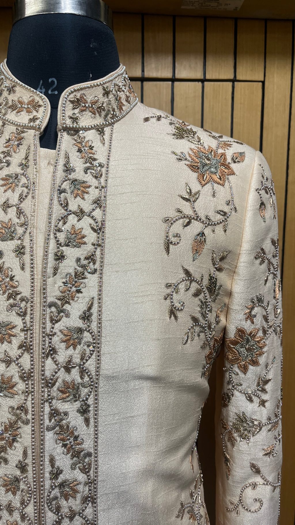 Peach Floral Sherwani