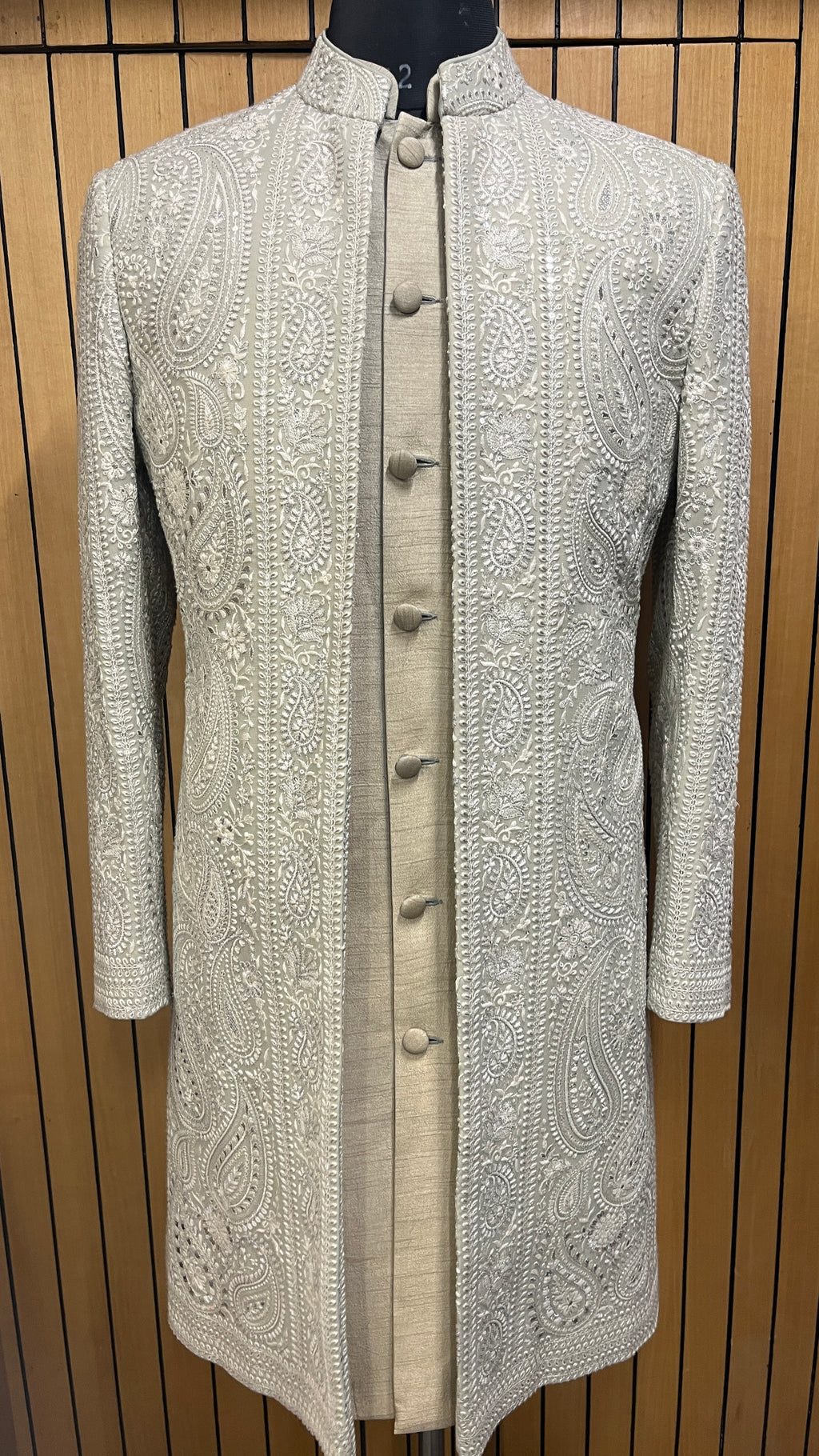 Rajyansh Ivory Paisley Embroidered Sherwani