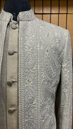 Rajyansh Ivory Paisley Embroidered Sherwani