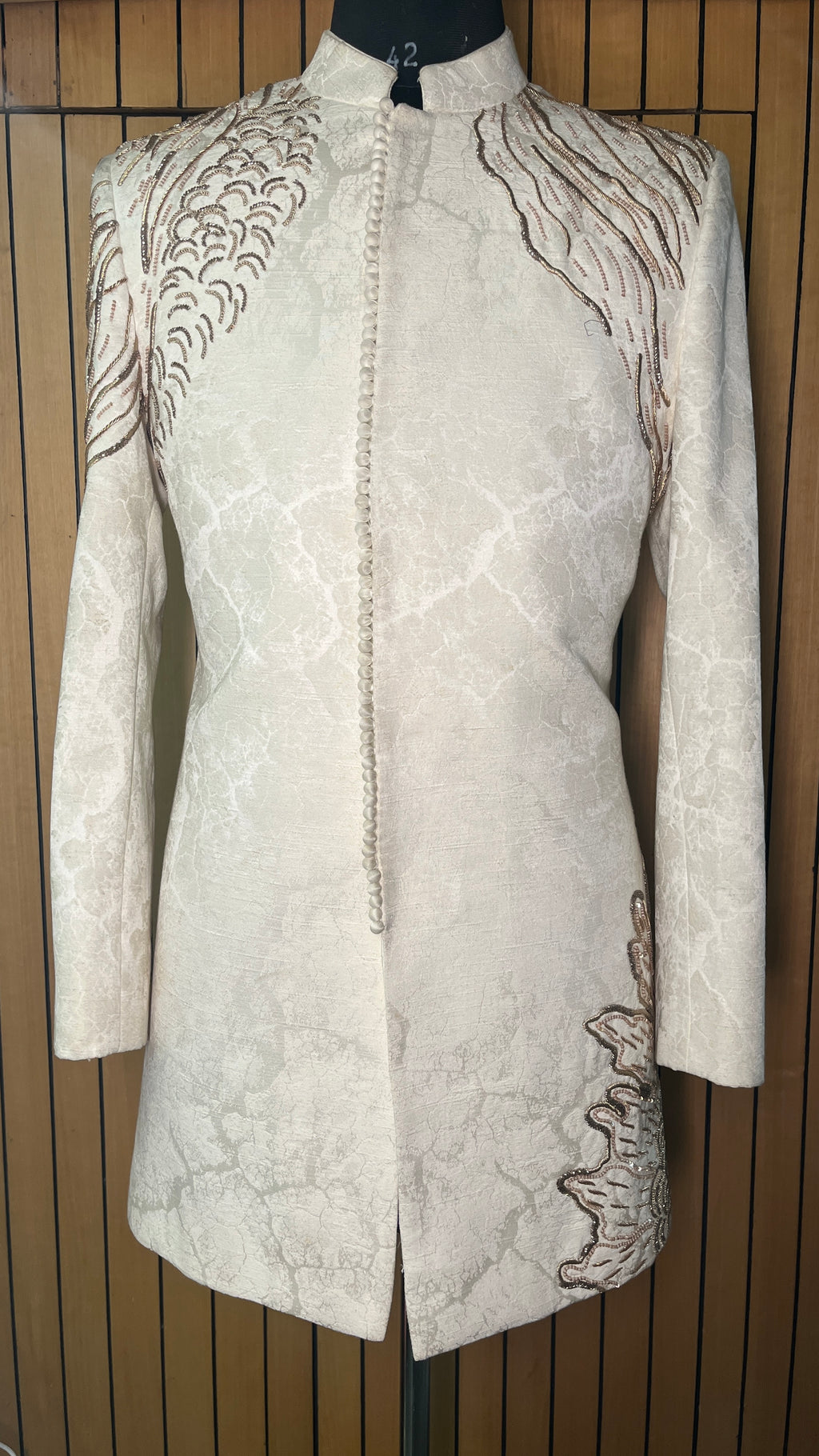 Aarushveer Ivory Signature Embroidered Sherwani