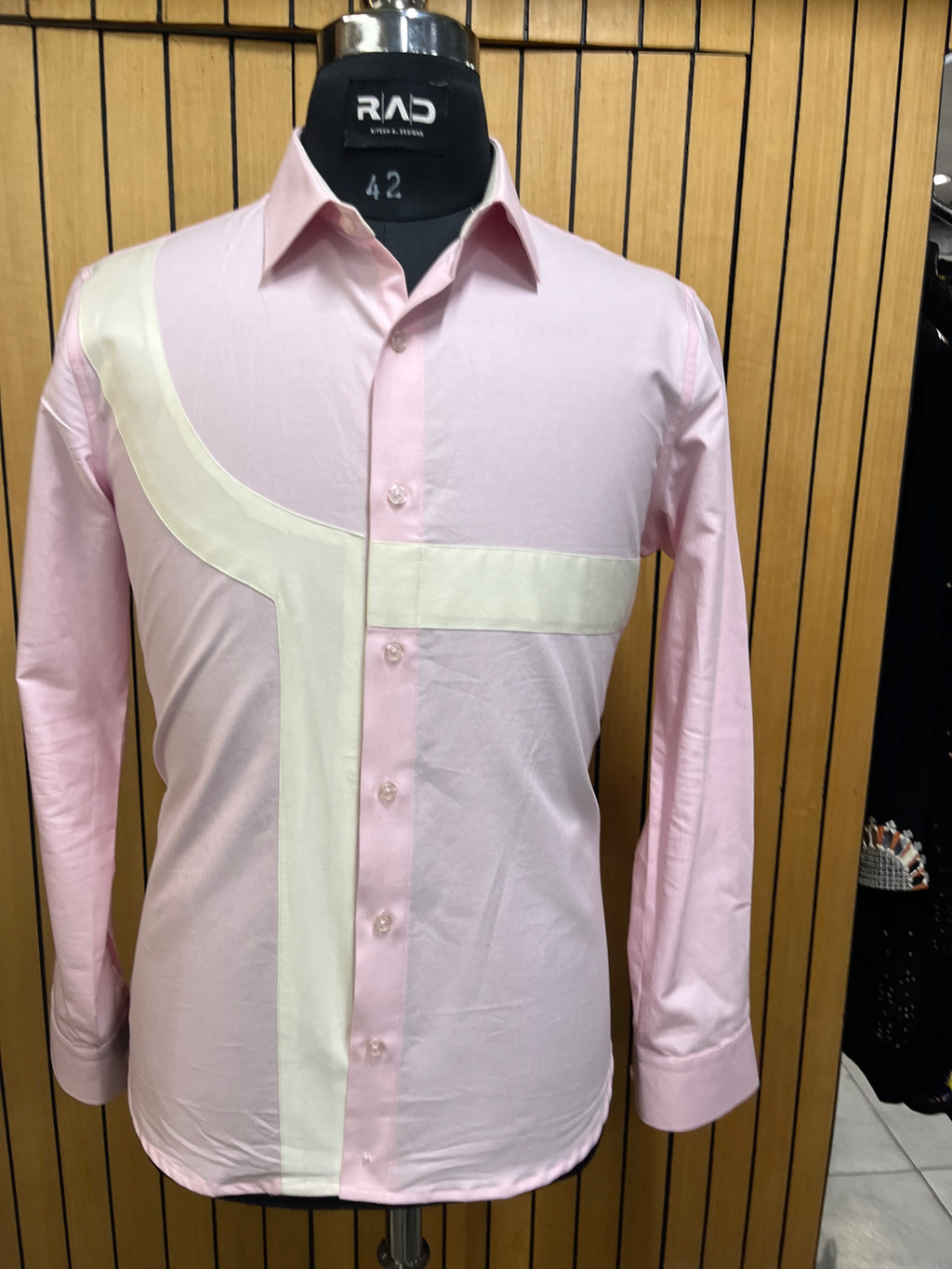 Pink Contrast Panel Shirt