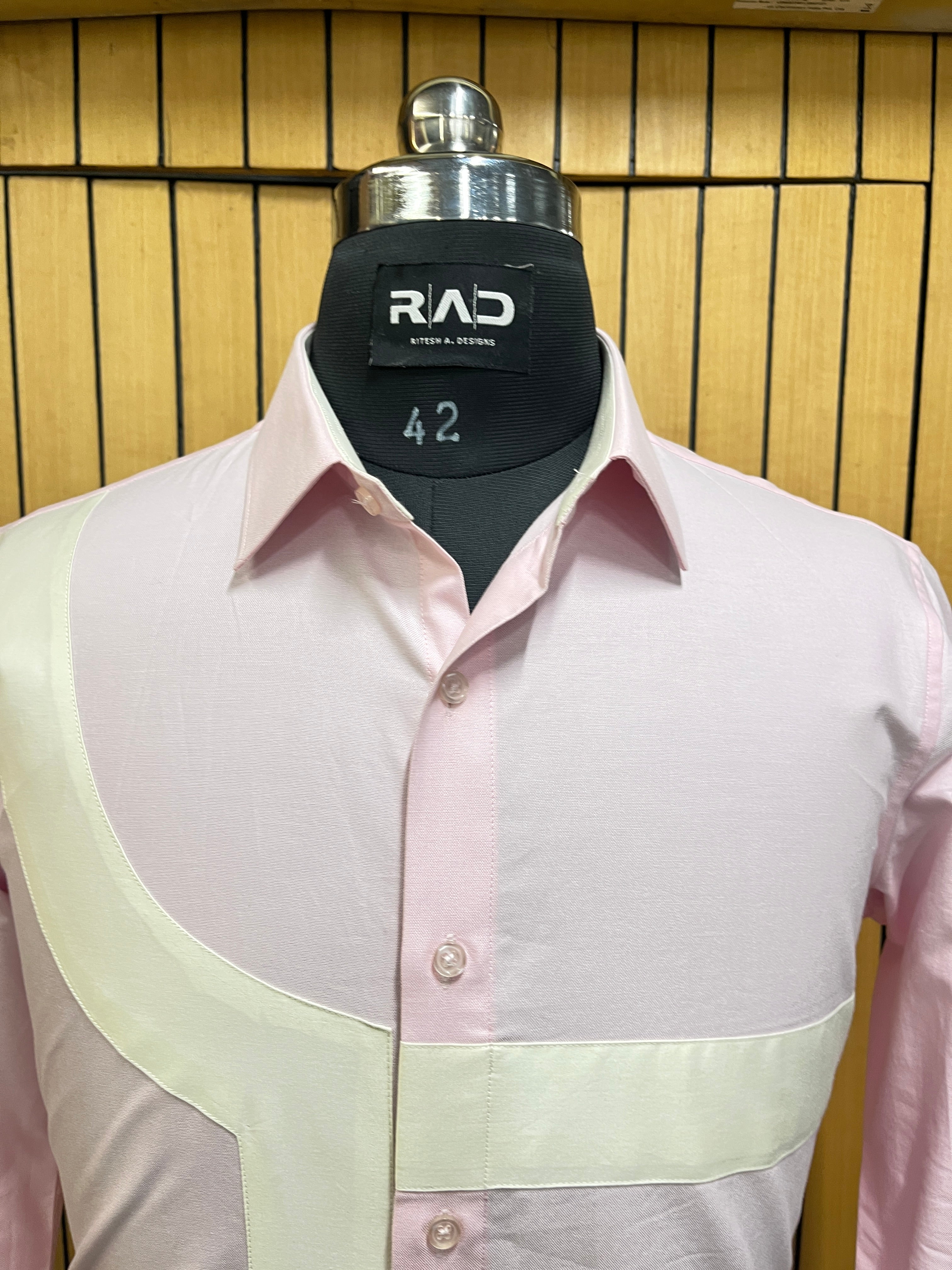 Pink Contrast Panel Shirt