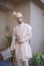 PEACH FLORAL SHERWANI