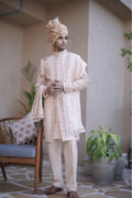 PEACH FLORAL SHERWANI