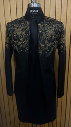 Black Ocean Embroidered Shrug Set