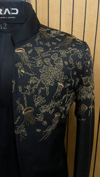 Black Ocean Embroidered Shrug Set