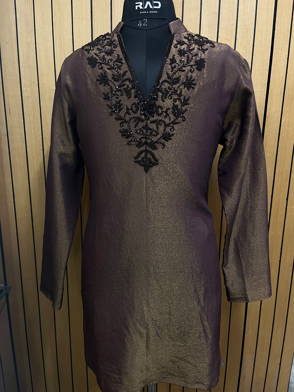 Zarqash Brown Tissue Kurta Set