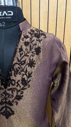 Zarqash Brown Tissue Kurta Set