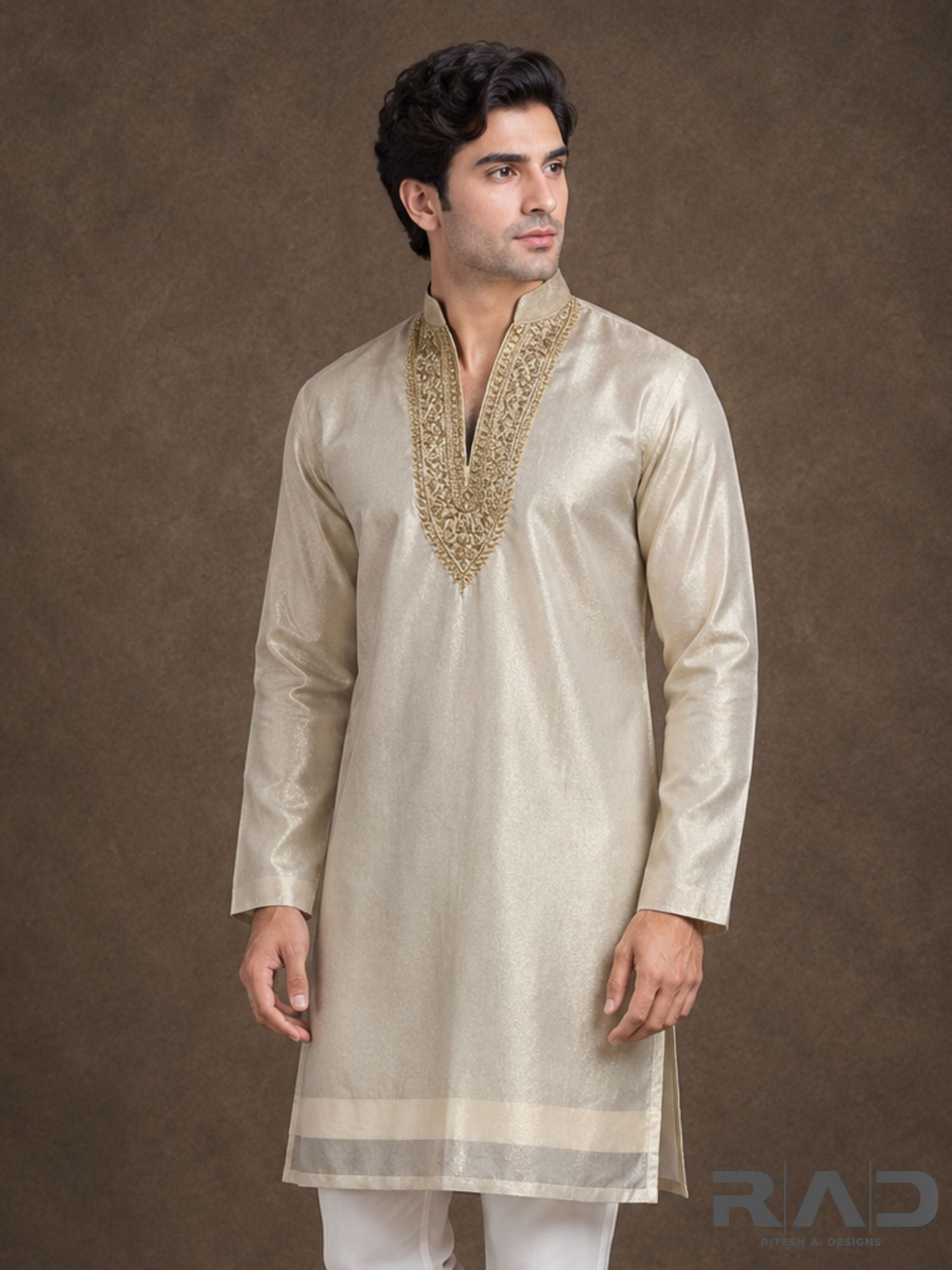 Light beige tissue Kurta