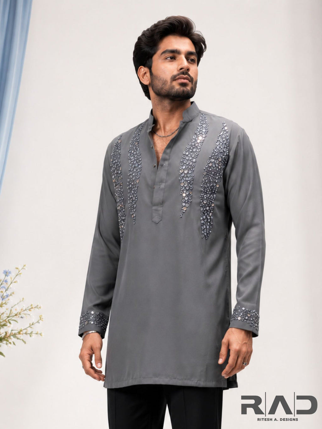Grey Mirror Kurta