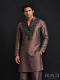 Zarqash Brown Tissue Kurta Set