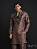 Zarqash Brown Tissue Kurta Set