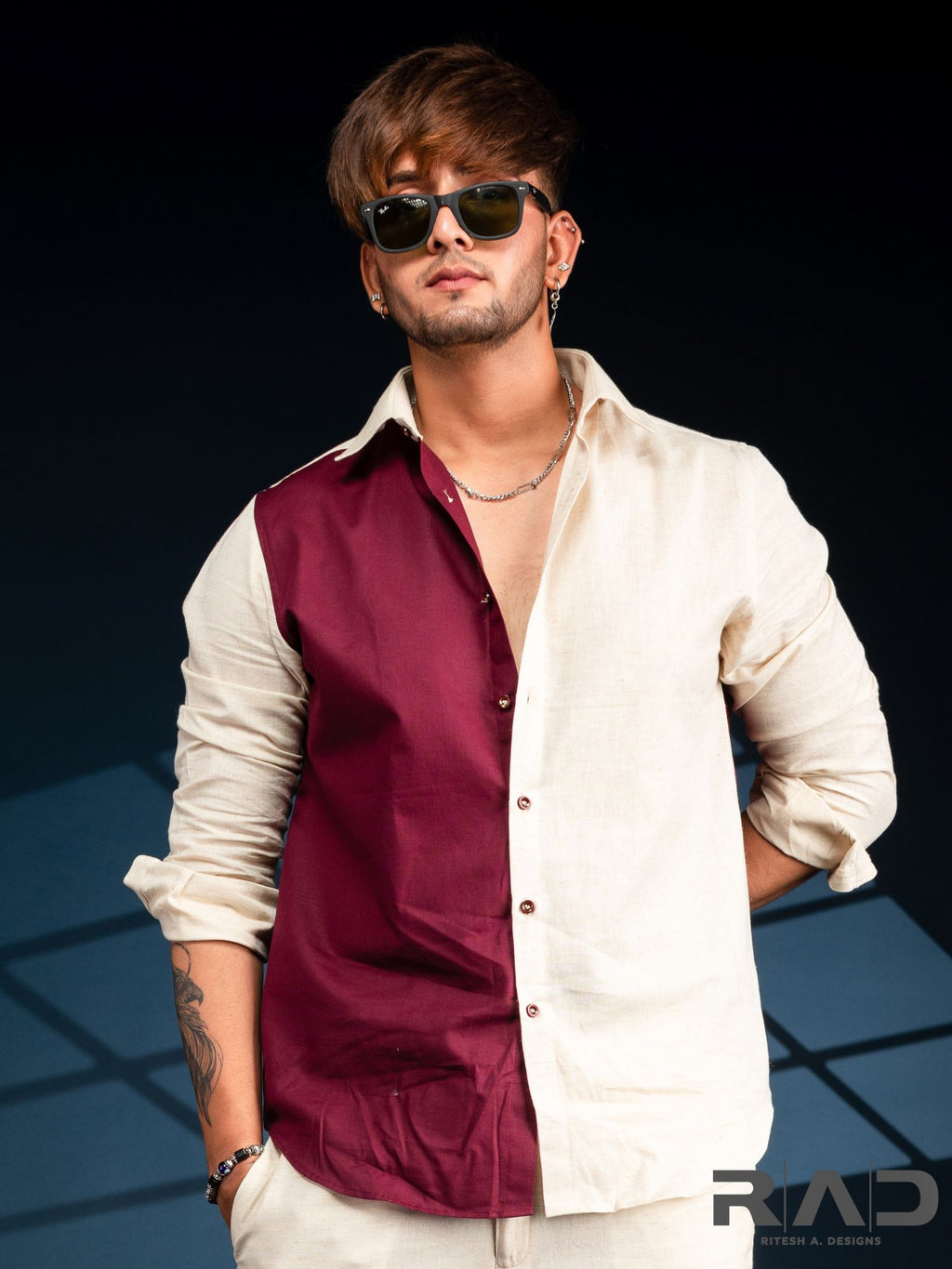 Maroon & Cream Shirt