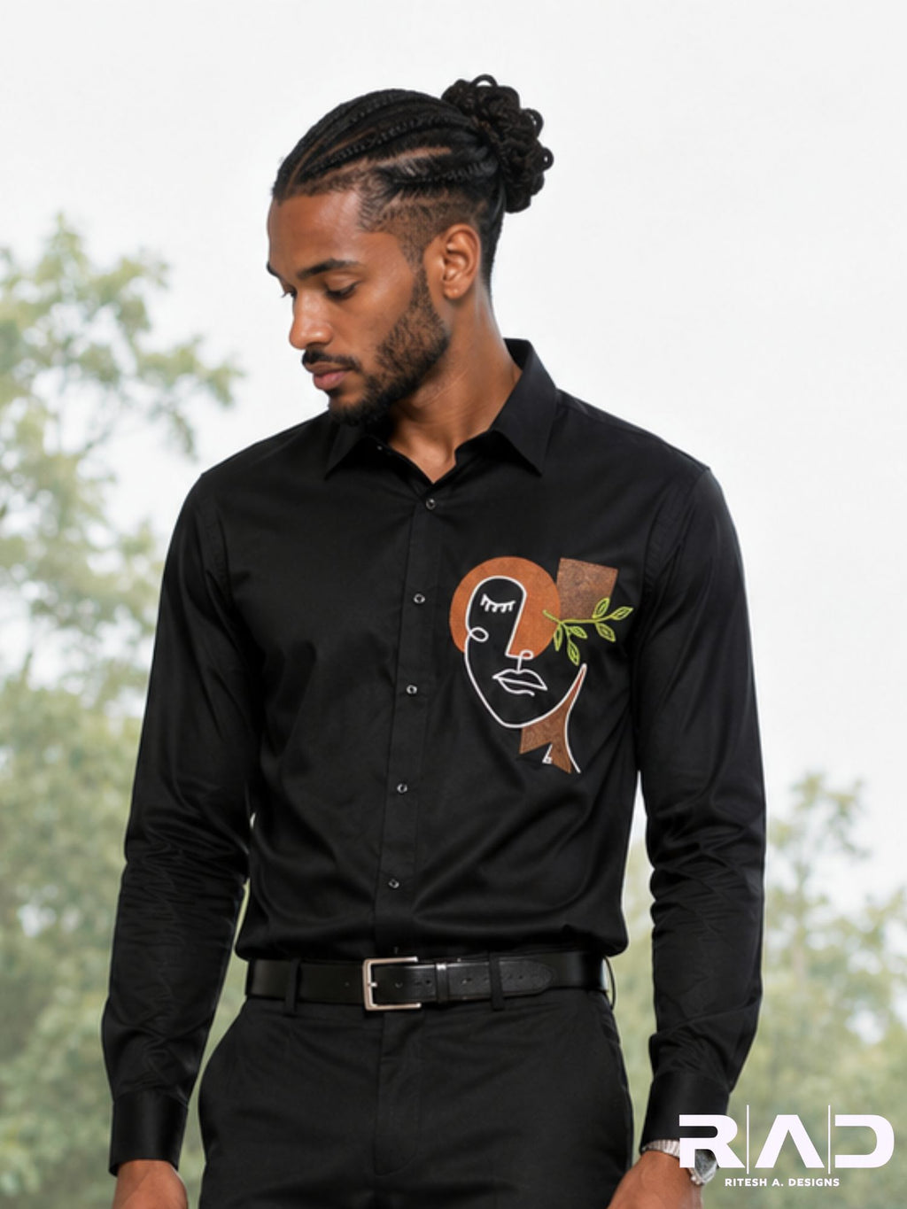 Abstract Portrait Black Shirt