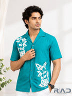 Teal Floral Resort Shirt