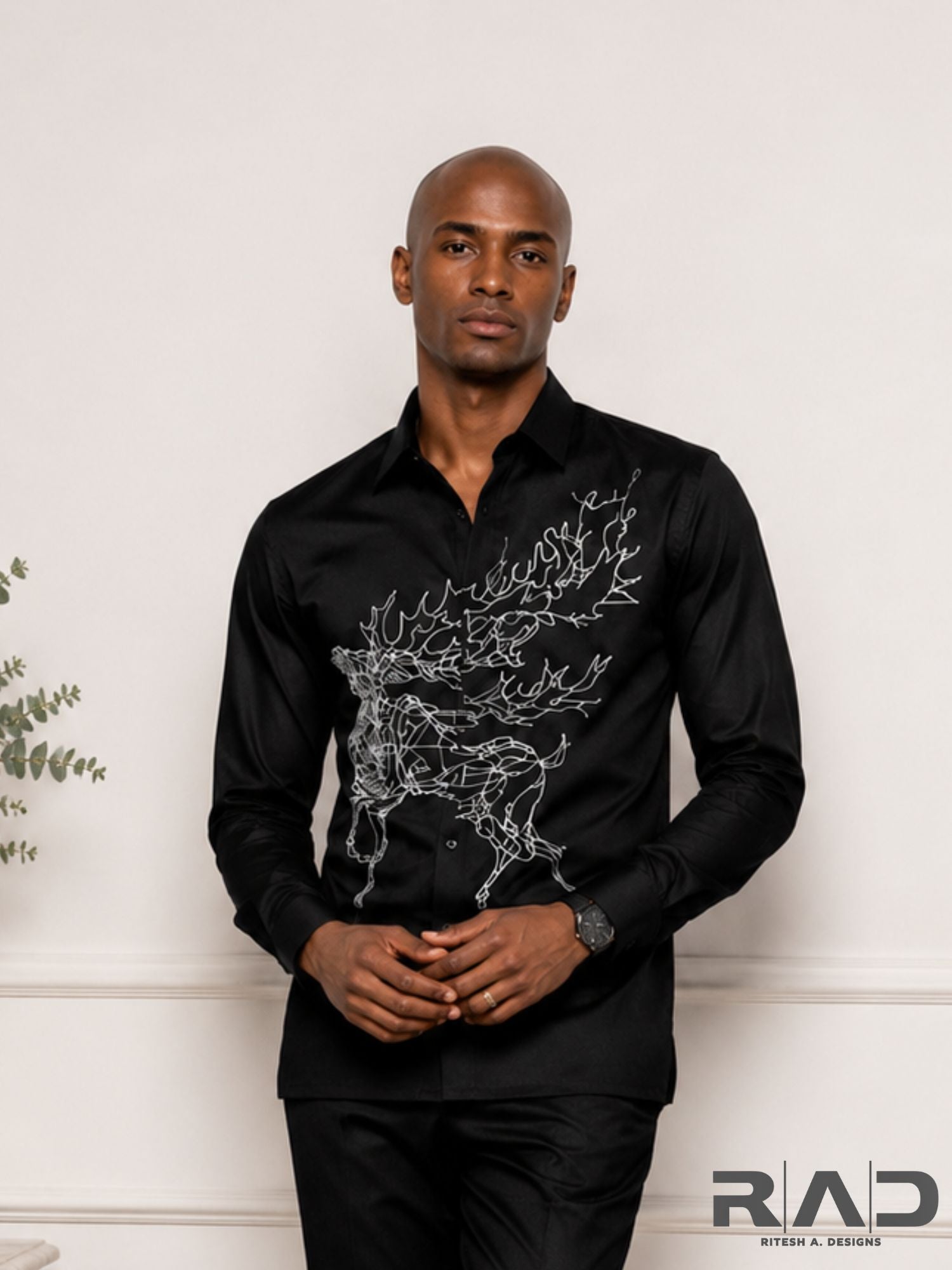 Black Deer Print Shirt