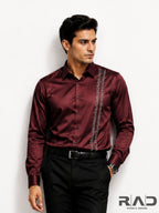 Maroon Crystal Stripe Shirt