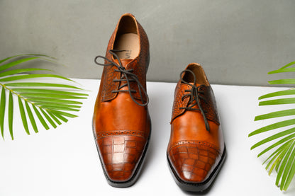 Tan Crocodile Brogues