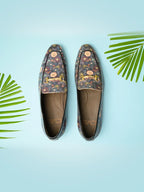 Floral Printed Blue Loafer