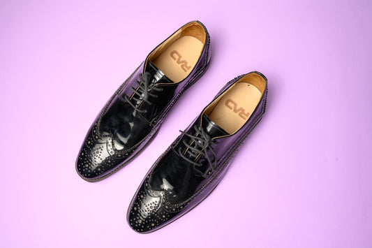 Black Textured Brogues