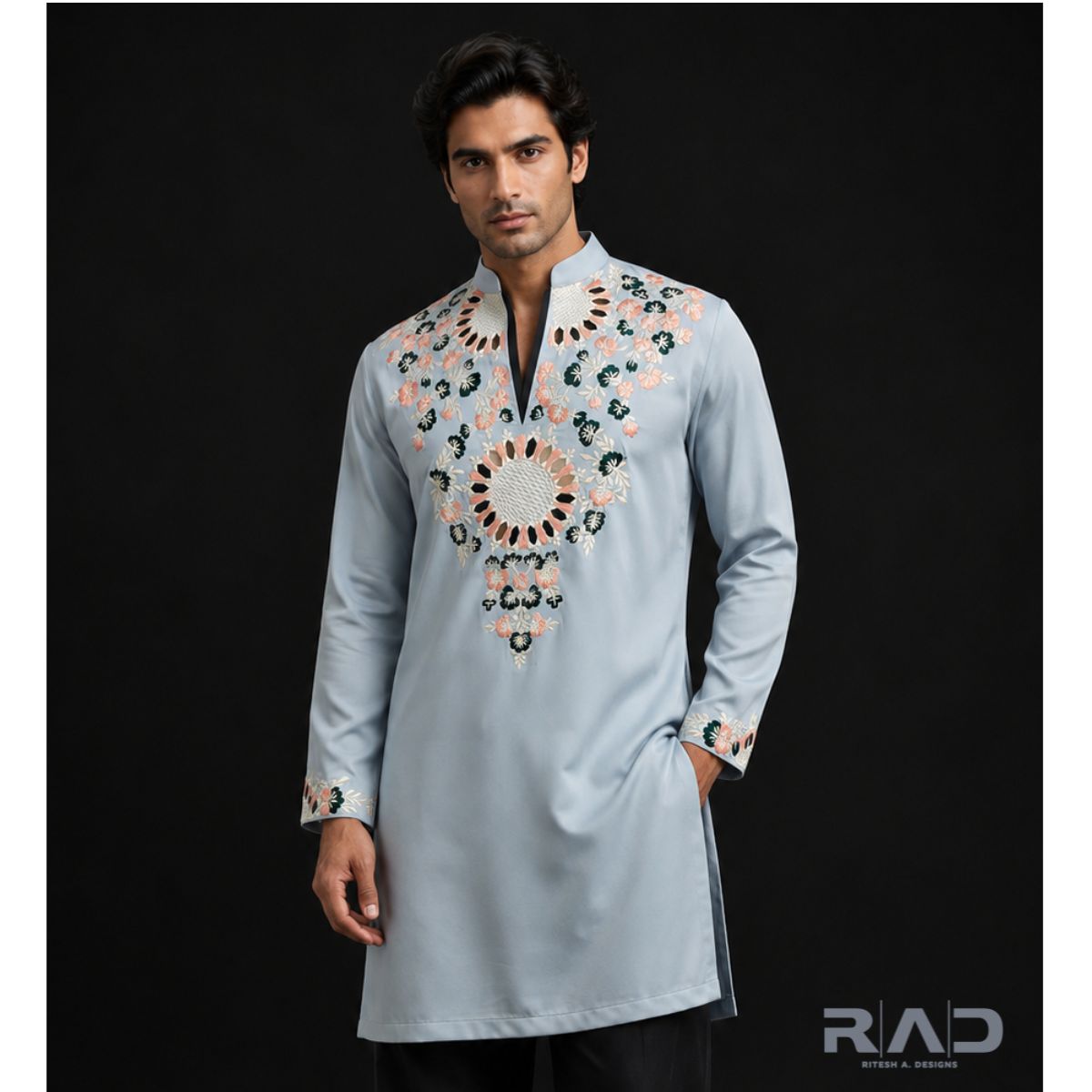Celestial Bloom Sky Blue Kurta