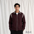 Zarif Noir Embroidered Zip Jacket
