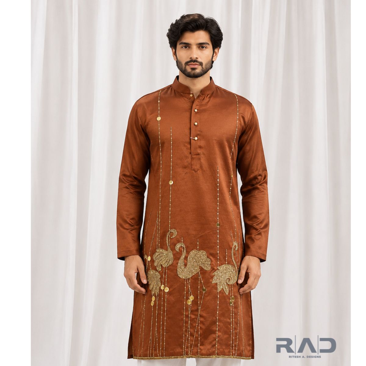 Copper Mayur Embroidered Kurta