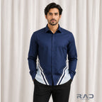 Navy Crest Contrast Designer Shirt