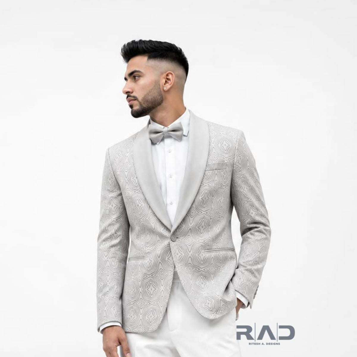 Silver Mirage Jacquard Tuxedo