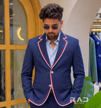 Blue red line suit set
