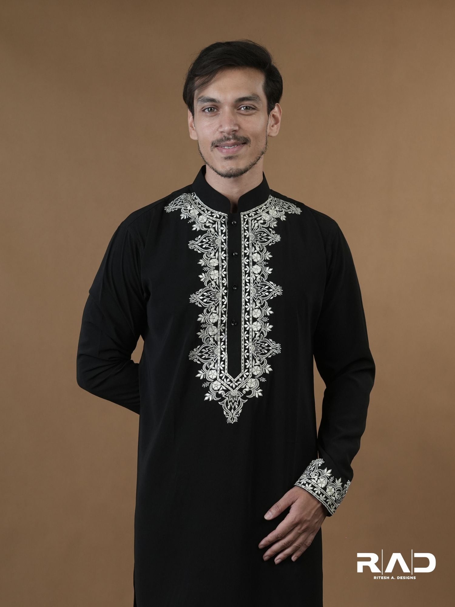 Black-White Embroidered Kurta Set