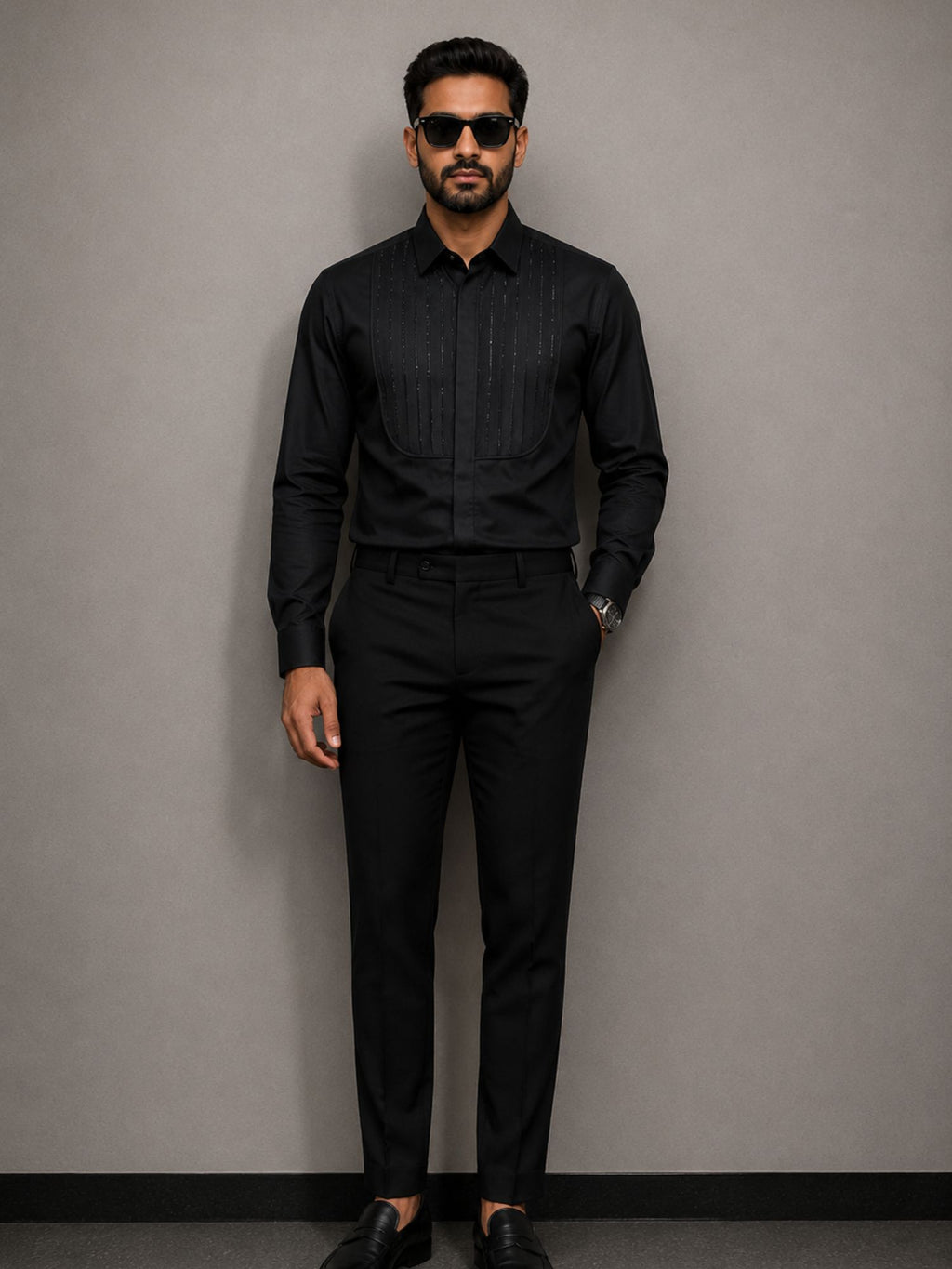 Black Pintuck  Shirt