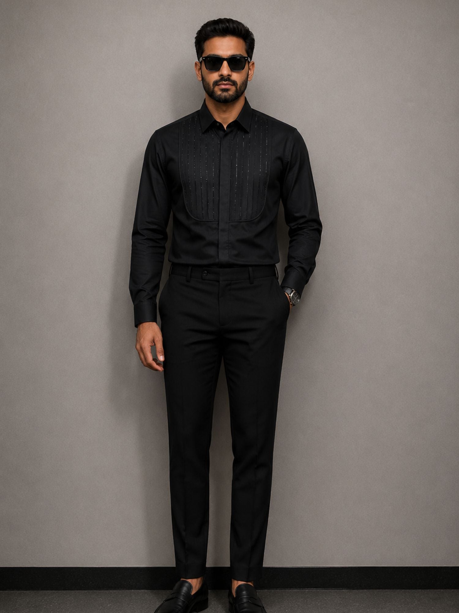 Black Pintuck  Shirt