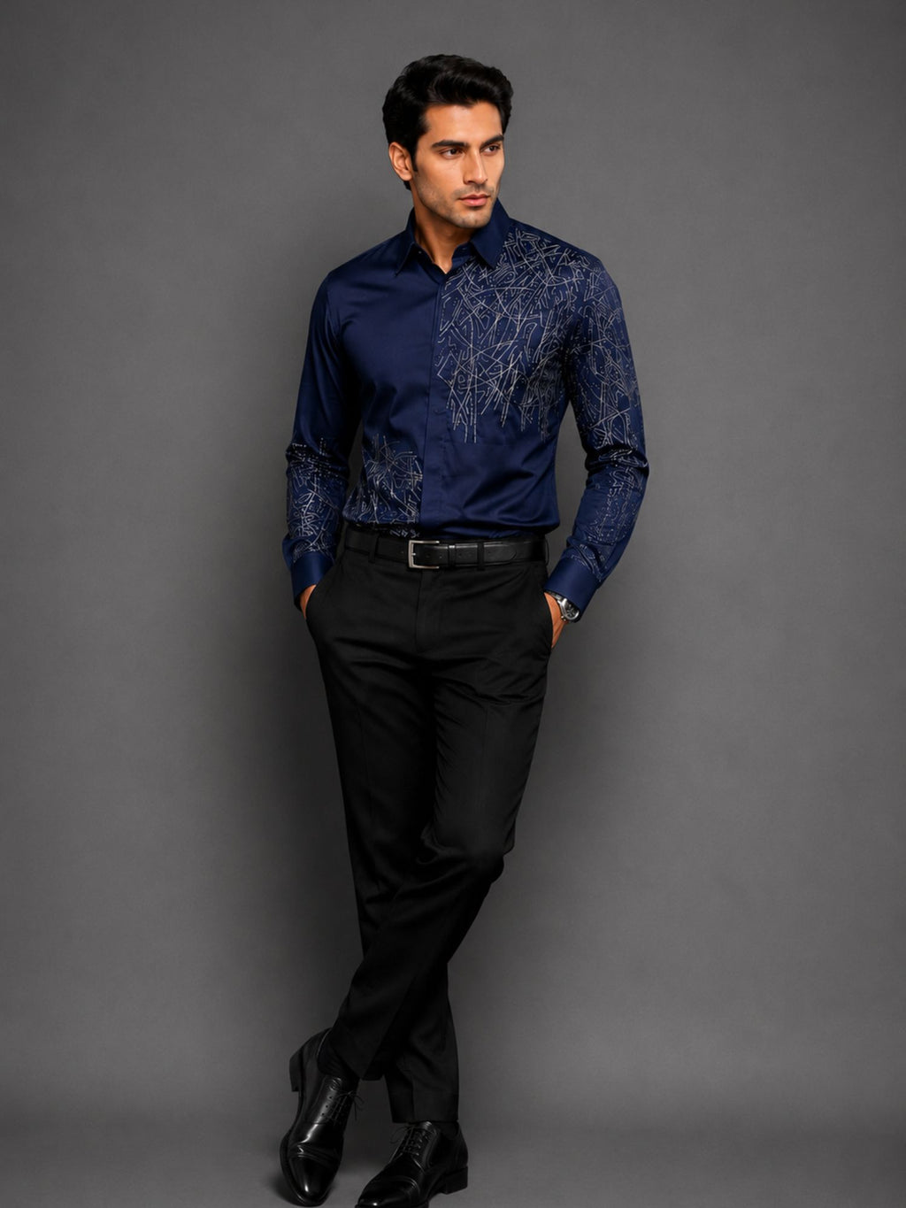 Abstract Linework Formal Shirt
