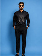 Black Wildlife Print Shirt
