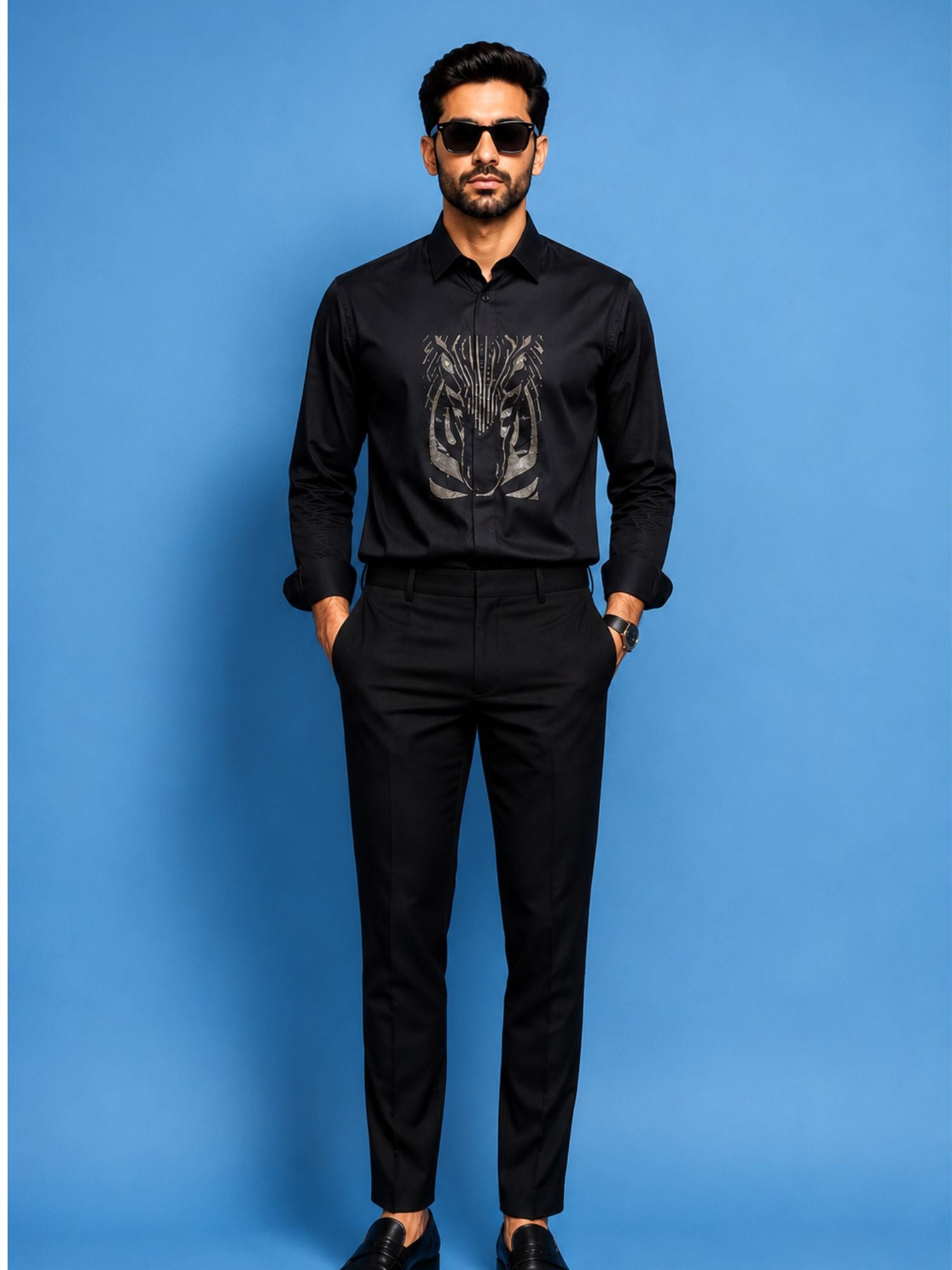 Black Wildlife Print Shirt